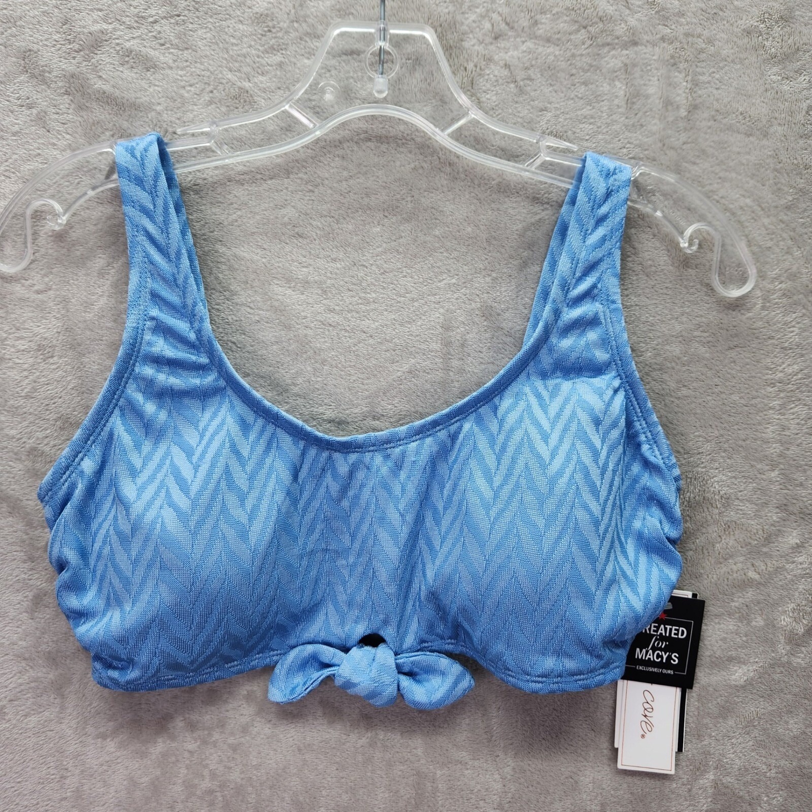 Salt + Cove Bikini Top Womens Size D/Dd Blue Chevron Tie Front Swim Top Swimwear